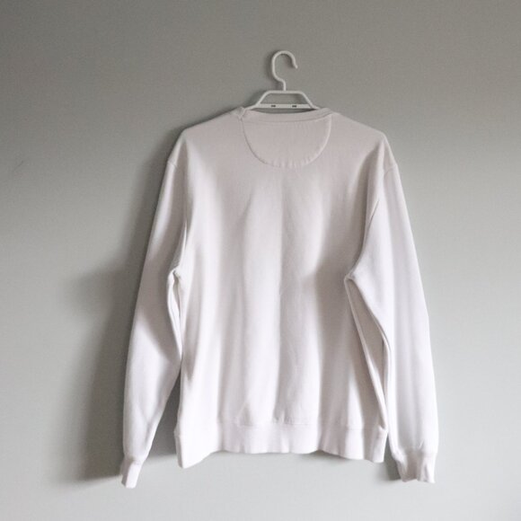 Calvin Klein Unisex White Sz L Pull On Crew Fleece Stretch Long Sleeve Sweater - Picture 2 of 13
